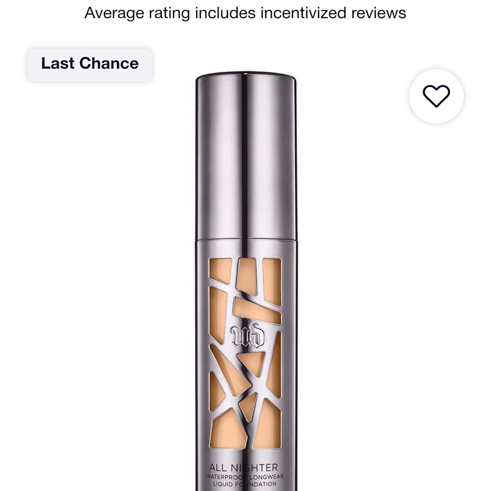 Urban Decay All Nighter Waterproof Foundation - Cream..NEVER USED!!!